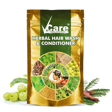 VCare Herbal Hair Wash And Conditioner For Men And Women| 100% Natural With 12+ Herbs Amla, Shikakai, Bhringraj, Hibiscus Powder For All Hair Type,-100gm (Pack Of 3)